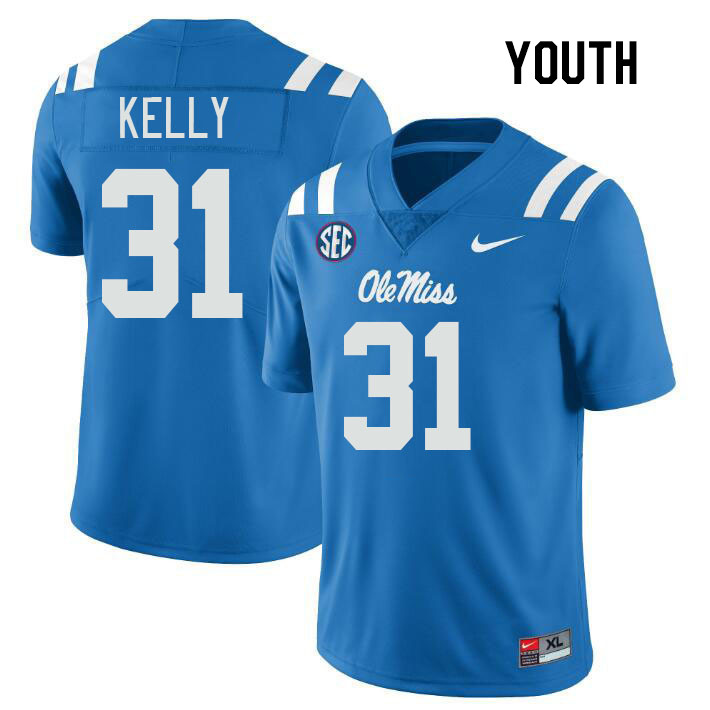 Youth #31 Torian Kelly Ole Miss Rebels College Football Jerseys Stitched Sale-Power Blue